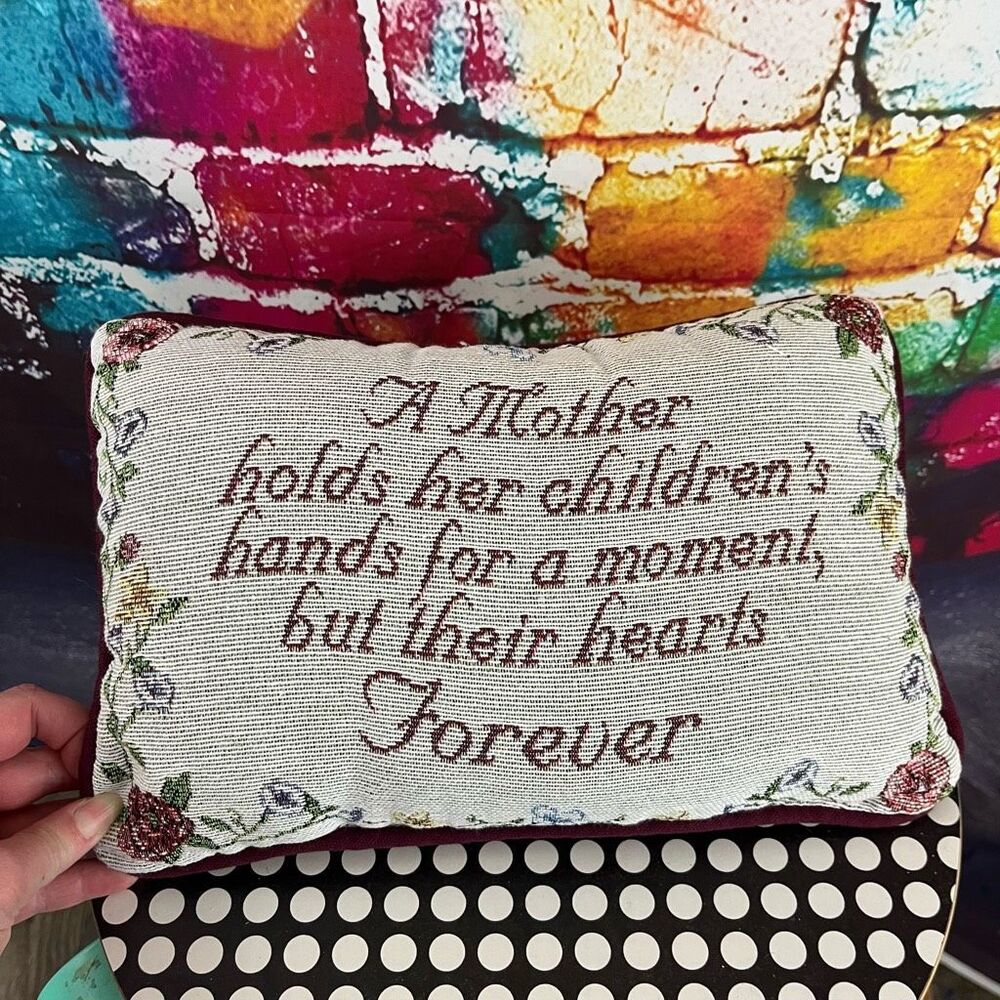 Vintage Mother Tapestry Floral Accent Throw Pillow 12.5" w x 8.5" T